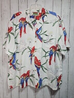 Vintage Banana Jack Shirt Men's Hawaiian Wood Buttons Parrot Aloha Size XXL.